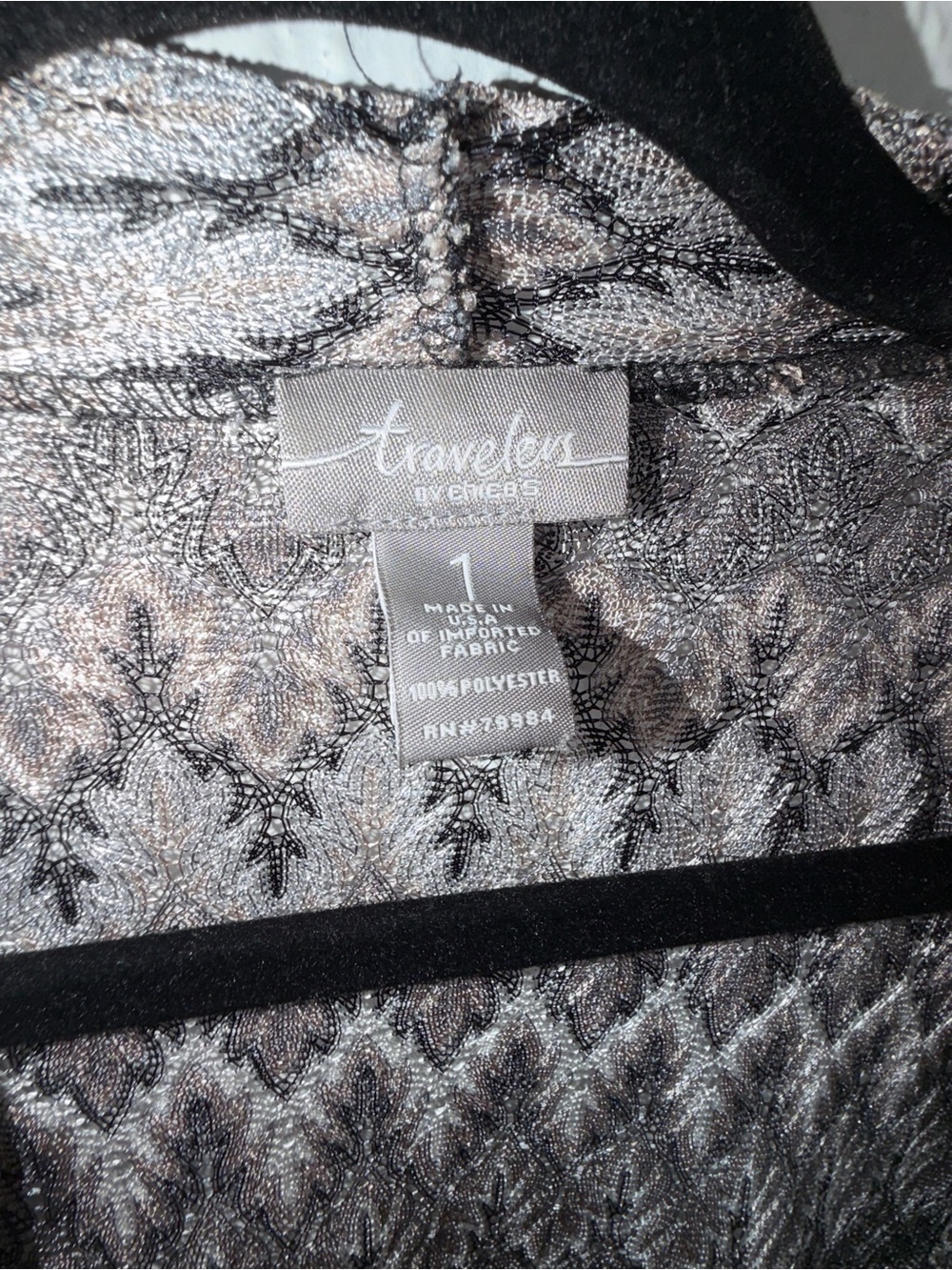 Open-Front Black & White Patterned Cardigan - Picture 4 of 5